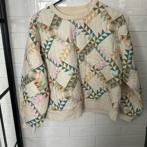 Pullover sweatshirt crew neck patchwork design size xl